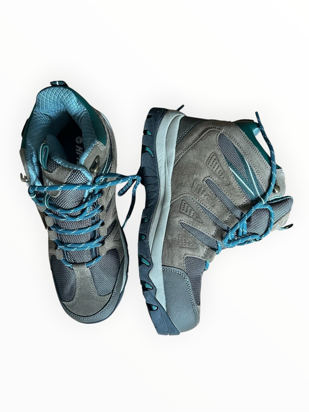 Hi-Tec Women’s Waterproof Hiking Boots Leather Suede Gray Teal Size 8M NWT